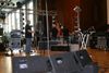 Foto das montagens do concerto de Fish na Aula Magna